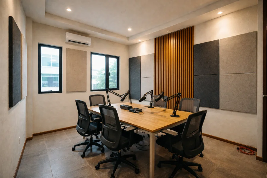 Studio podcast di ruko Cilandak dengan sistem peredam suara Sound Guard