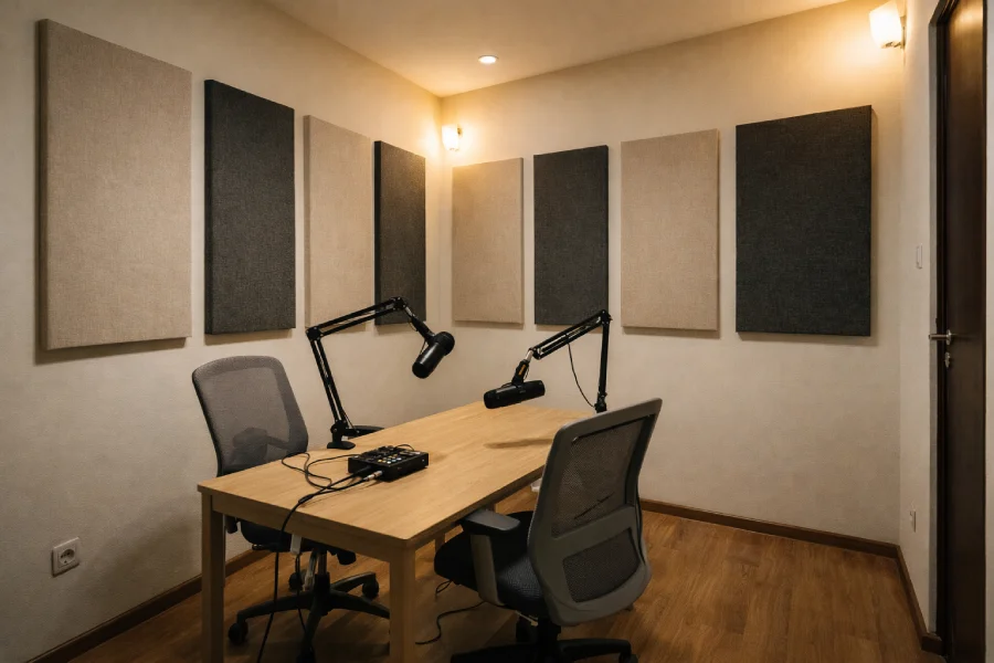 Hasil proyek studio podcast dengan sistem peredam suara di Jagakarsa oleh Sound Guard